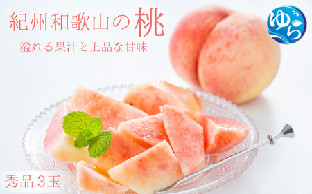 秀品　紀州和歌山産の桃　３玉　化粧箱入【2026年6月下旬より順次発送】【UT105】【uot750】