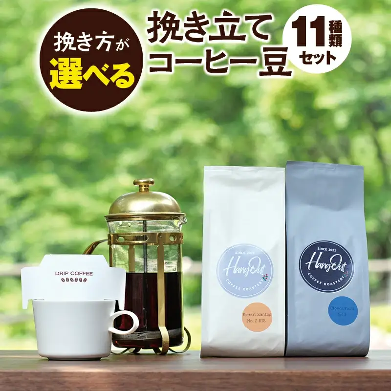 【中挽き】挽き立てコーヒー豆11種類セット(100g×11種類）【hgo002-b】