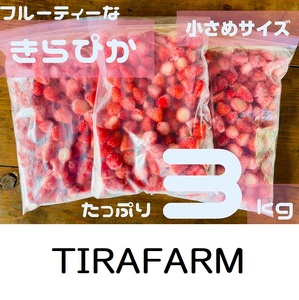 120-7　タイラファームの冷凍イチゴたっぷり3㎏！フルーティーな香りの　きらぴ香　ぱくぱく食べやすい小粒サイズ