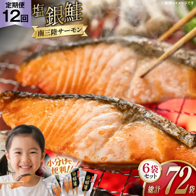 12回 定期便 鮭 切り身 塩銀鮭パック 3切 ×6袋 ×12回 総計72袋