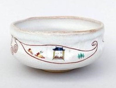 奈良絵「天平の風」旅茶椀 奈良絵 F-79 赤膚焼 茶碗