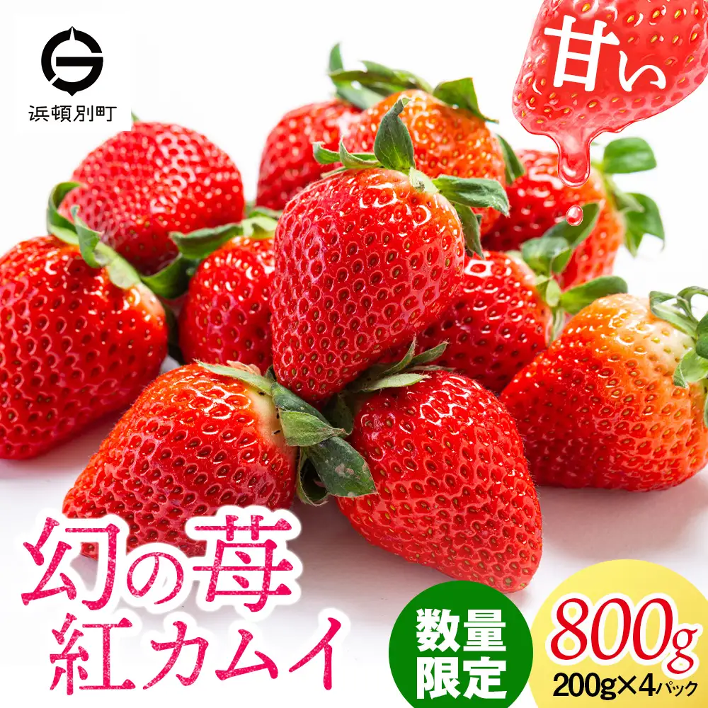 フルーツ 果物 いちご 高設栽培 冷蔵 紅カムイ 800g 200g×4パック お菓子作り 希少 苺 イチゴ 先行予約