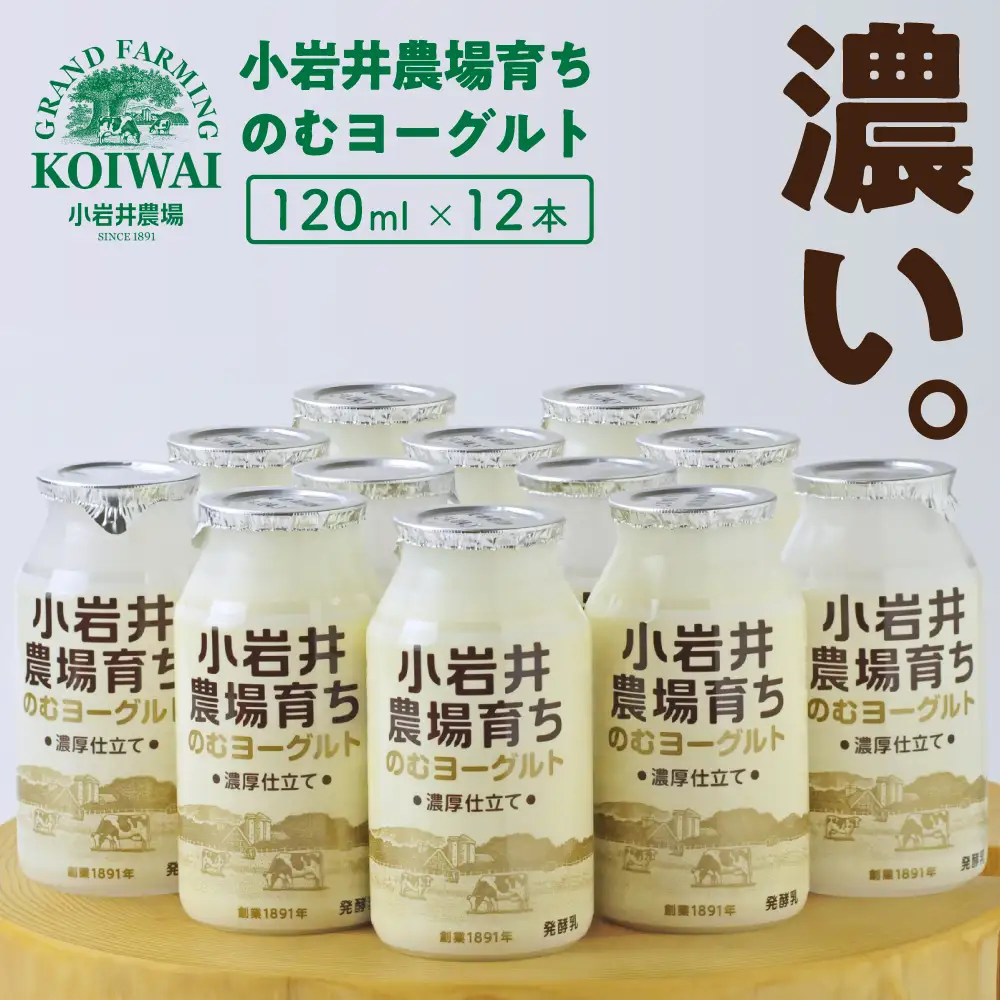 小岩井農場育ち のむヨーグルト 120ml×12本 ／ 乳製品 ヨーグルト ドリンク おすすめ 濃厚 濃い 小岩井農場 農場育ち 醗酵乳 ソフトドリンク デザート スイーツ 感覚 喜ばれる お取り寄せ プレゼント ギフト 家庭用 自宅用 人気 冷蔵発送 国産 飲料 飲み切り 飲みきりサイズ