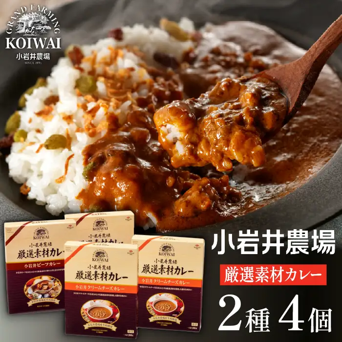 小岩井農場 厳選素材 カレー バラエティ セット 4食 ／ 人気 ビーフカレー カレーライス カリー レトルトカレー レトルト 中辛 クリームチーズ チーズカレー 2種類 食べ比べ お取り寄せ ギフト プチギフト 贈答用 贈り物 プレゼント お祝い 国産 ビーフ 牛肉 お土産 手土産 誕生日 記念日 常温発送 おすすめ