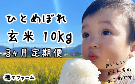 令和7年度産 ひとめぼれ 玄米10kg 3ヶ月定期便 ／ 岩手県産 国産 雫石町 産 農家 直送 産地 直送 米 こめ コメ ごはん ライス らいす ご飯 穂々ファーム