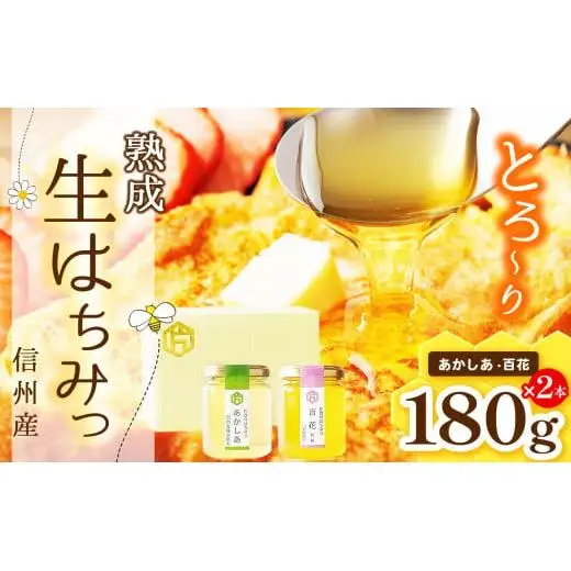 【熟成生はちみつ】信州産はちみつ　２本セット　（あかしあ・百花　信州）