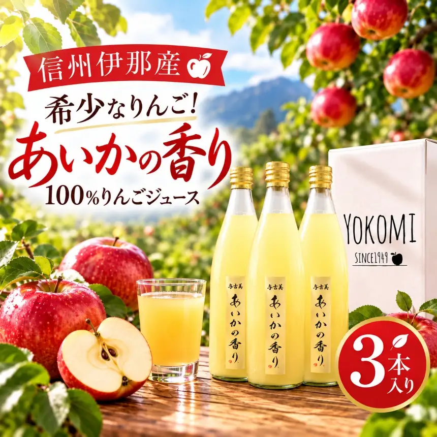 先行予約　希少なりんご！あいかの香り　100%りんごジュース　720ml×3本入り【013-76】