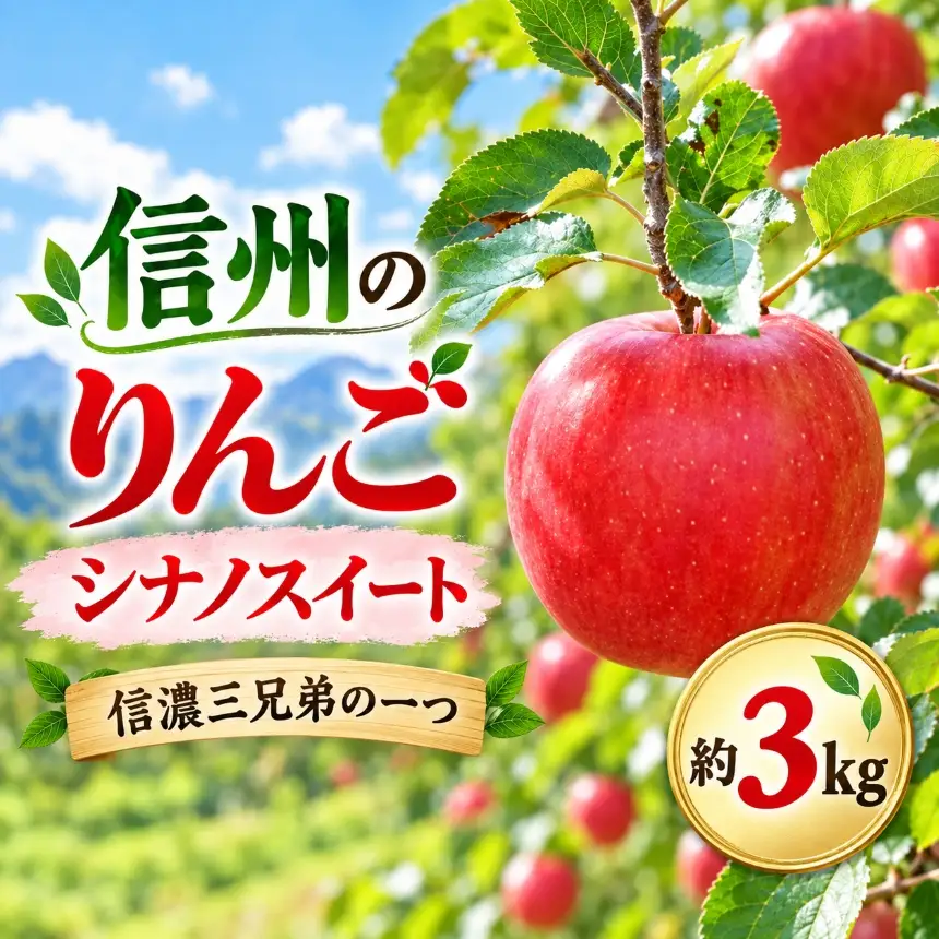 令和8年10月中旬頃発送　信州のりんご シナノスイート 約3キロ 信濃三兄弟の一つ【012-91】