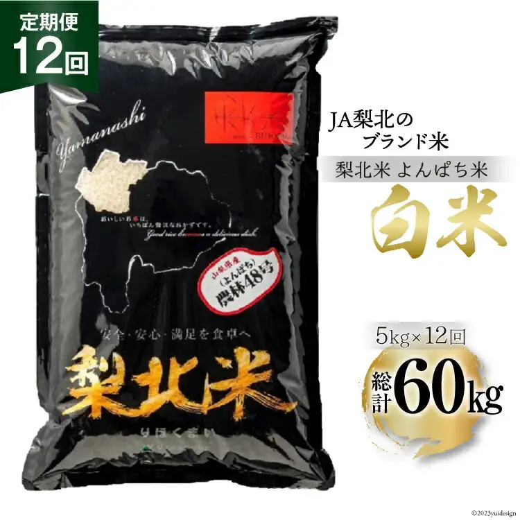 【定期便】【12回 米 定期便 】梨北米 農林48号 5kg×12回 総計60kg