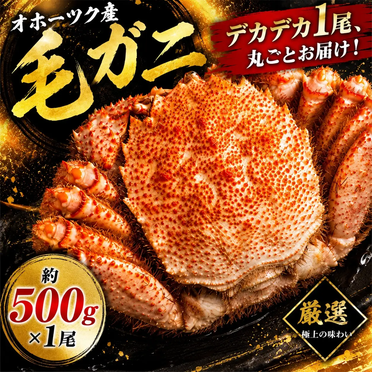 【限定訳あり】北海道オホーツク産　毛ガニ　1尾　500ｇ前後 | 毛ガニ_AH002