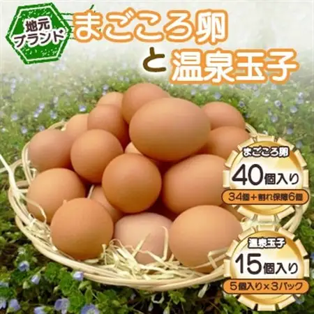 「地元ブランド」　まごころ卵40個(卵34個と割れ保障6個)と温泉玉子のセット_卵・乳製品 卵  たまご タマゴ 玉子_【配送不可地域：離島】【1008775】