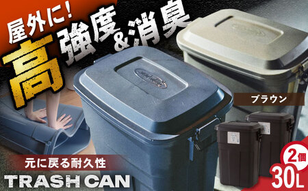 ゴミ箱 ふた付き 30L 2個組  ブラウン /  恵那市 / 東谷 [AUAD068]