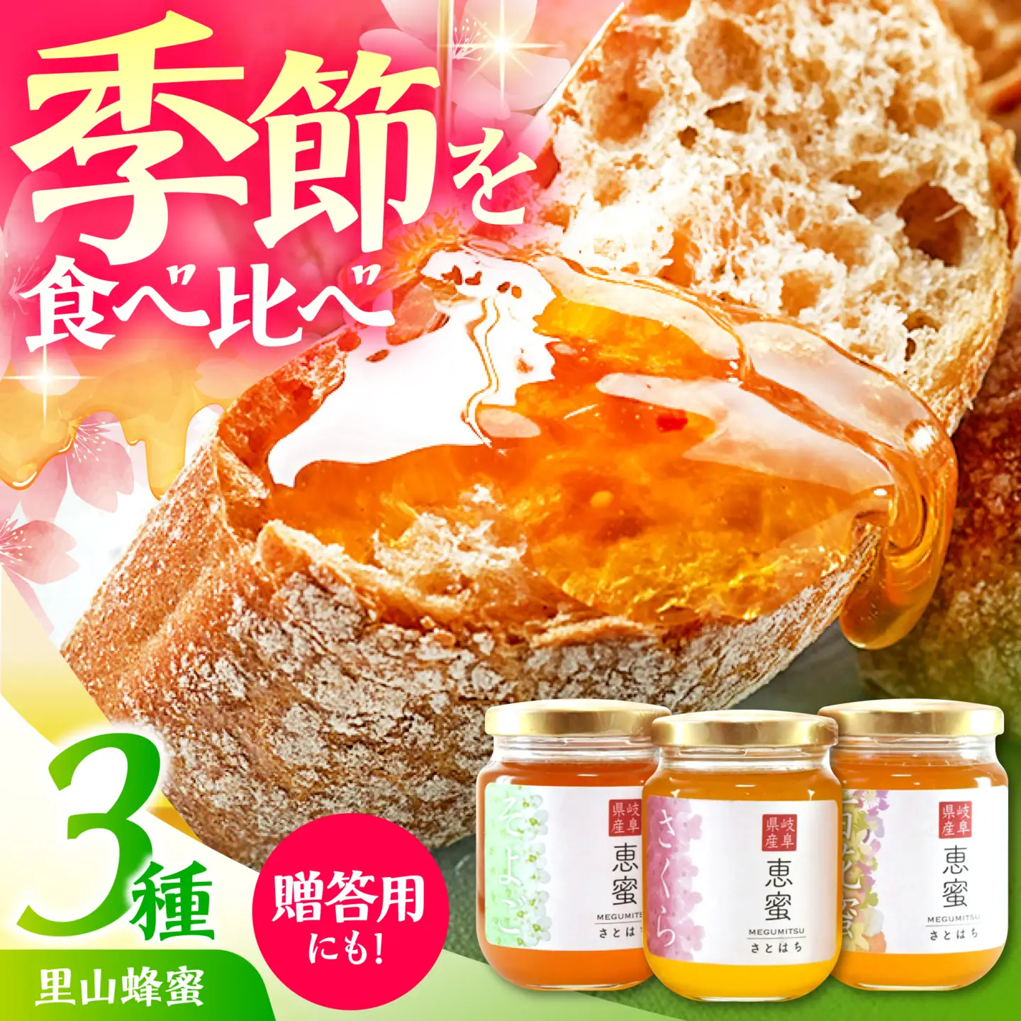 恵那農高生と開発!季節の里山蜂蜜セット[AUBP001]はちみつ