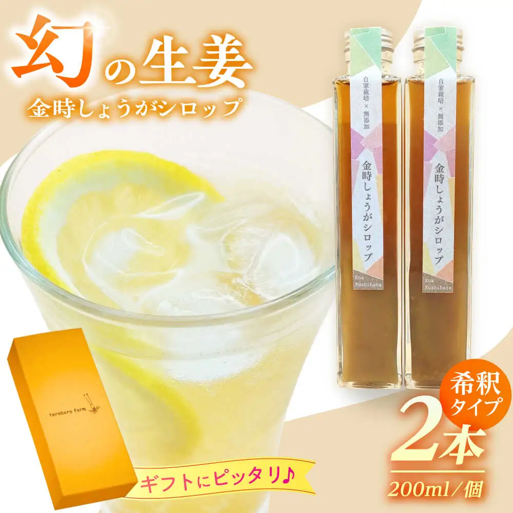 こだわり金時しょうがシロップ 200ml×2本 ギフトセット / 恵那市 / てらぼら農園 [AUDZ001]