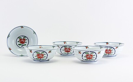 源右衛門窯 染錦牡丹丸紋 取鉢 器 食器 小鉢 鉢 サラダ鉢 有田焼 ad046