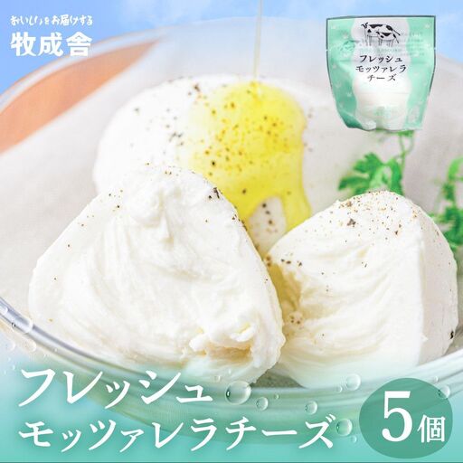 ＜牧成舎＞牛乳屋がていねいに作ったフレッシュモッツァレラチーズ5個 モッツァレラチーズ 飛騨市[Q1420x] 