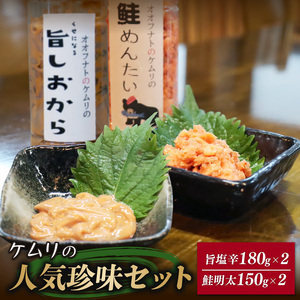 ケムリの人気珍味セット 塩辛 鮭明太 詰合せ いか 烏賊 しおから 鮭 さけ しゃけ 酒 おつまみ つまみ 肴 酒のあて 岩手県 大船渡市