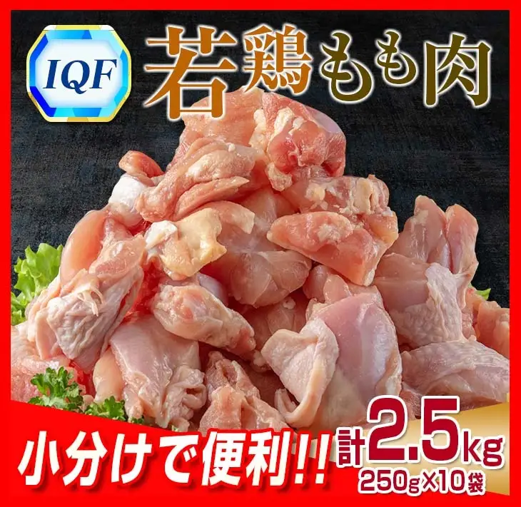 小分け 便利 カット済 若鶏 もも肉 計2.5kg 250g×10袋 鶏肉 国産 IQF冷凍 バラバラ凍結 人気 おすすめ_BC139-26