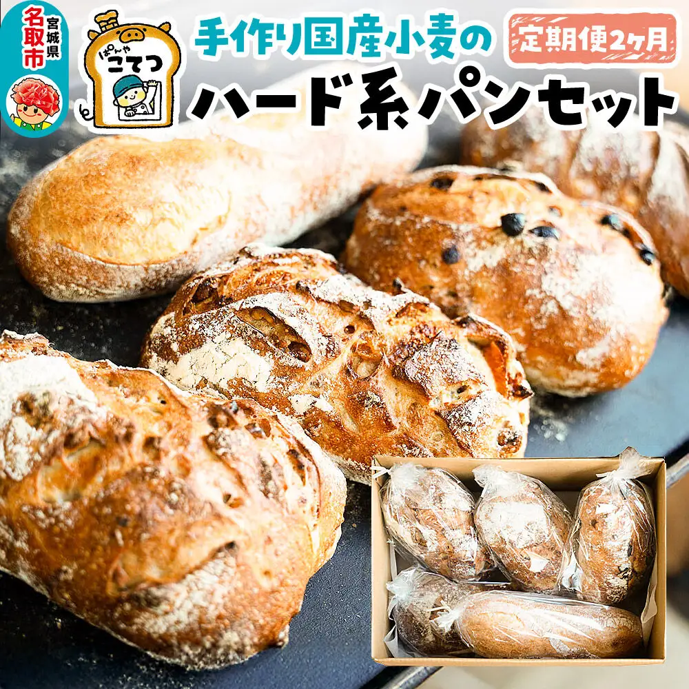 国産小麦のハード系パンセット 2ヶ月定期便 ぱんやこてつ