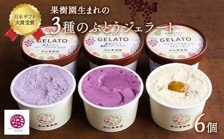 【日本ギフト大賞受賞】 果樹園生まれの 3種のぶどうジェラート 6個セット 『漆山果樹園』 山形県 南陽市 [1378]