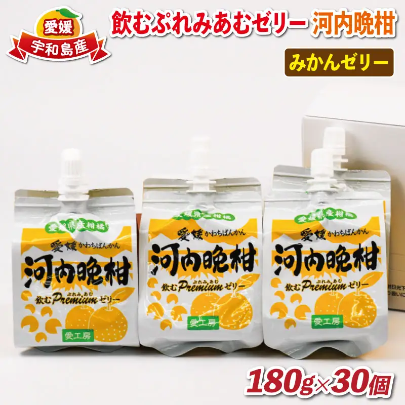 飲むぷれみあむ ゼリー 河内晩柑 180g × 30個 愛工房 ゼリー J025-034007