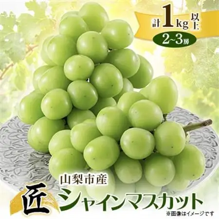 【2026年発送】山梨市産シャインマスカット(匠)1Kg以上　2～3房【配送不可地域：離島・沖縄県】【1413176】