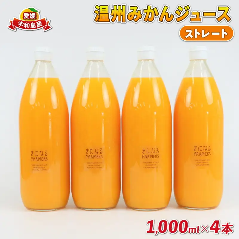 果汁100% 温州みかんジュース 4本 誉農園 ジュース H012-138001