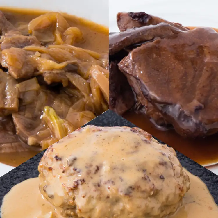 洋食 セット ハンバーグ ビーフストロガノフ 国産牛ほほ肉の赤ワイン煮込み 3種 食べ比べ