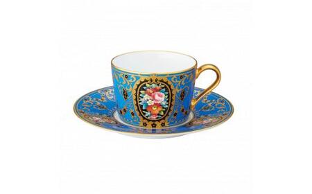 オマージュ コレクションカプチーノ碗皿(青絵花文) 058-H1238