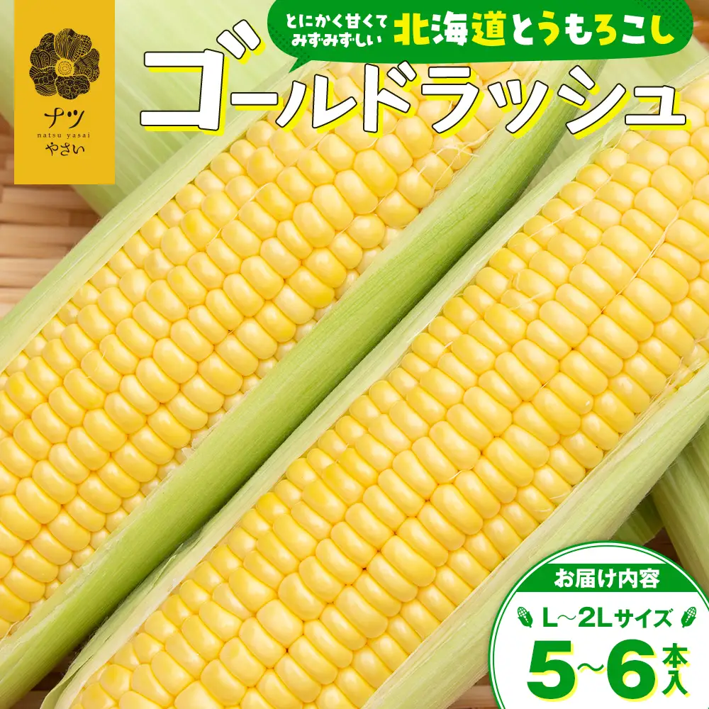 【先行受付】R8年産 トウモロコシ（ゴールドラッシュ） 5本から6本 ピンクの八百屋 ナツやさい | とうもろこし トウモロコシ ゴールドラッシュ 旬 新鮮 野菜 夏 甘い 産地直送 北海道 津別町 送料無料 