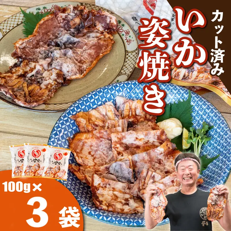 いか姿焼きせんべい 100g×3袋 カット済 冷凍 せんべい