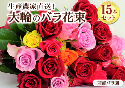 生産農家直送！大輪のバラ花束15本セット ※沖縄・離島への配送不可 _AL03