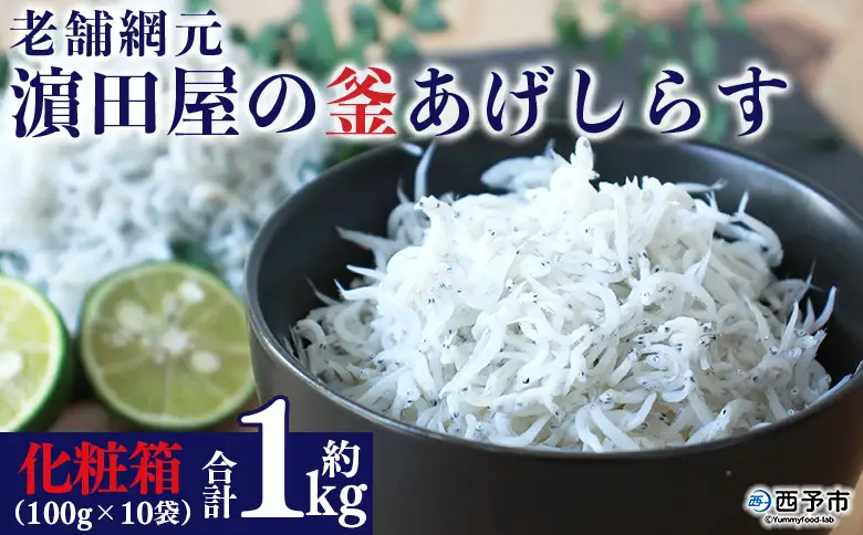 ＜老舗網元 濱田屋の釜あげしらす 計1kg（100g×10袋）＞『1か月以内に順次出荷予定』 減塩 数量限定 化粧箱 簡易包装 選べる 釜揚げ シラス じゃこ 海鮮 海産物 丼 小魚 乾物 小分け カルシウム 国産 マルヨシ水産 愛媛県 西予市【冷凍】 AMS0015