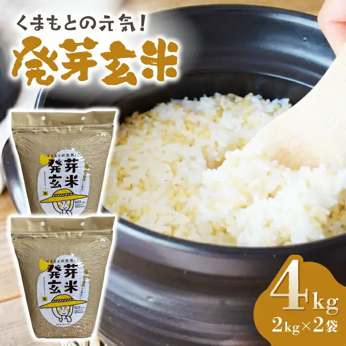 〈令和7年度産米〉 【金賞受賞米使用】くまもとの元気！発芽玄米 2kg×2袋【株式会社 れんげ・カンパニー】発芽玄米 有機栽培 真空パック 熊本 令和7年産 [ZAX003]