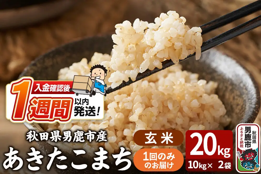 令和7年産 あきたこまち 玄米 20kg（10kg×2袋） 吉運商店 秋田県 男鹿市 お米 お弁当 おにぎり