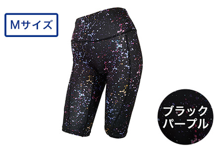 I4-58FB【カラー：ブラックパープル サイズ：M】A.A.TH for femtech/サニタリーハーフタイツ（プリント）（品番：AAP85FP2）