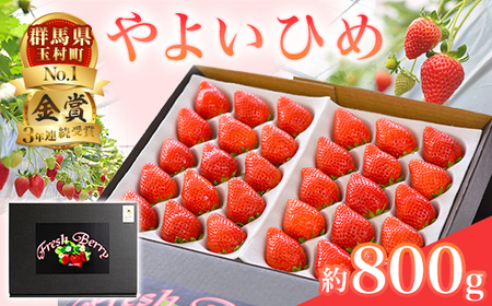 群馬県やよいひめ（いちご）約800g【３年連続金賞受賞！】※2026年12月～2027年5月にて順次発送予定