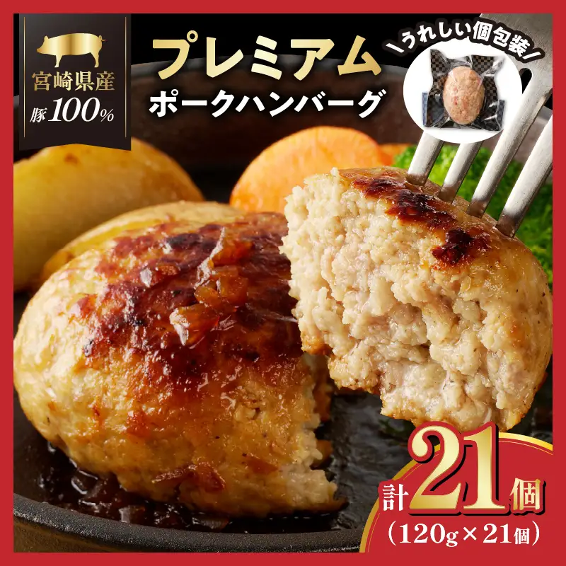 【ふるなび限定】≪都農夏大祭!!≫宮崎県産豚プレミアムハンバーグ(計21個) 肉 豚肉 加工品 惣菜 国産_T001-0125-ZO