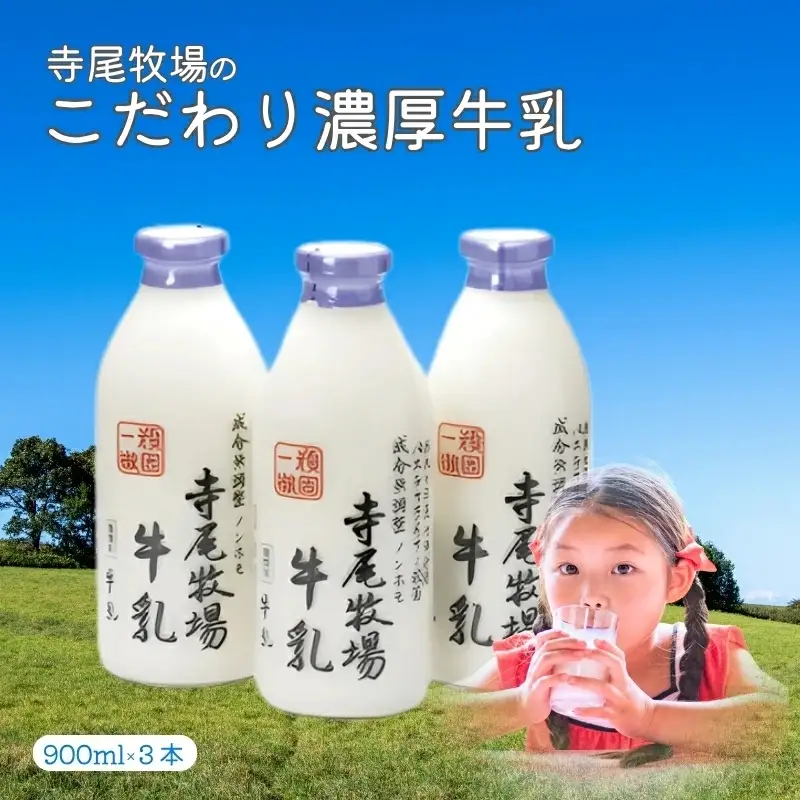 寺尾牧場のこだわり濃厚牛乳（ノンホモ牛乳）3本セット（900ml×3本）【準備でき次第、順次発送】［TM155］【TM92159-tec700A】