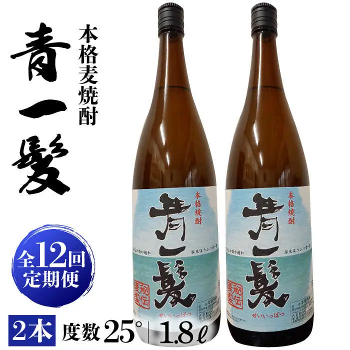 【12回定期便】本格 麦焼酎 青一髪 25° 1.8L×2本  / 麦焼酎 むぎじょうちゅう 焼酎 麦 しょうちゅう むぎ 酒 お酒 さけ ギフト プレゼント 贈り物 / 南島原市 / 久保酒造場 [SAY019]