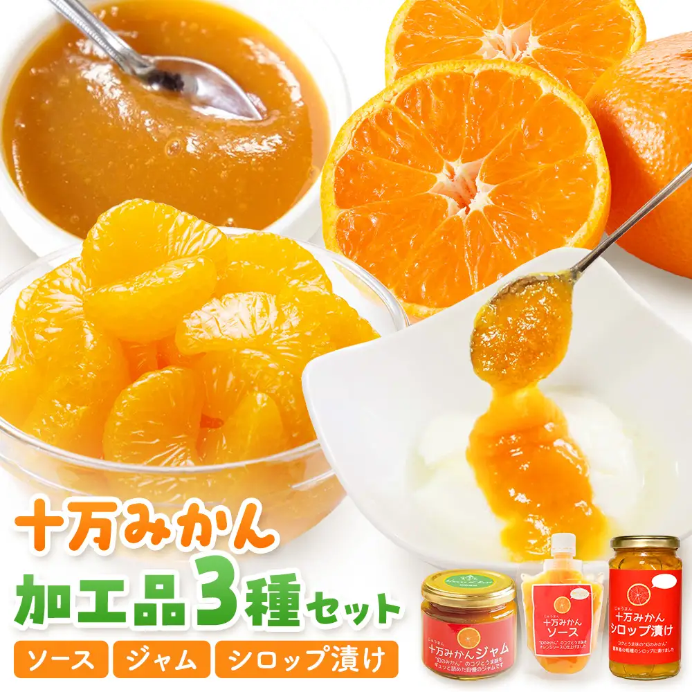 十万みかん 加工品3種セット ソース ジャム シロップ漬け 各1個 田野農園《30日以内に出荷予定(土日祝除く)》鹿児島県 さつま町