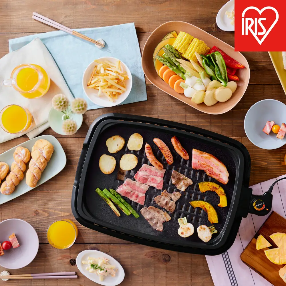 ☆リニューアル☆網焼き風ホットプレート（3枚プレート） APA-139-B ブラック