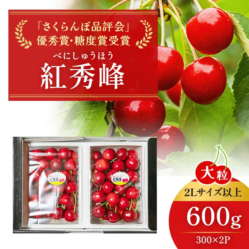 さくらんぼ 600g 紅秀峰 2Lサイズ以上 サクランボ
