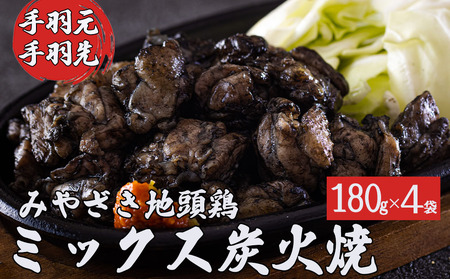 みやざき 地頭鶏 ミックス 炭火焼 真空 パック 180g × 4袋