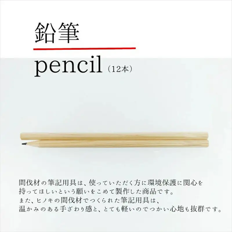 【小田原箱根の間伐材】ヒノキの鉛筆12本セット
