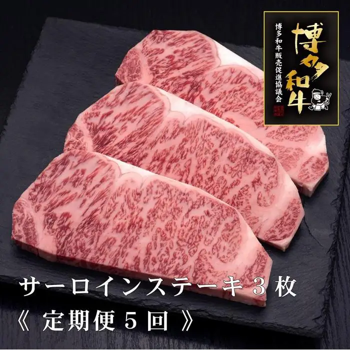 (全5回定期便)【A5～4等級】博多和牛サーロインステーキ 200g×3枚