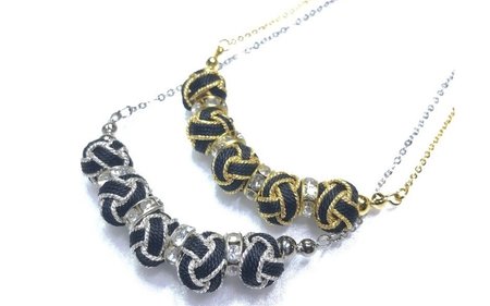 組紐 ネックレスミニ小田巻5個黒金【hrkz0023-1】