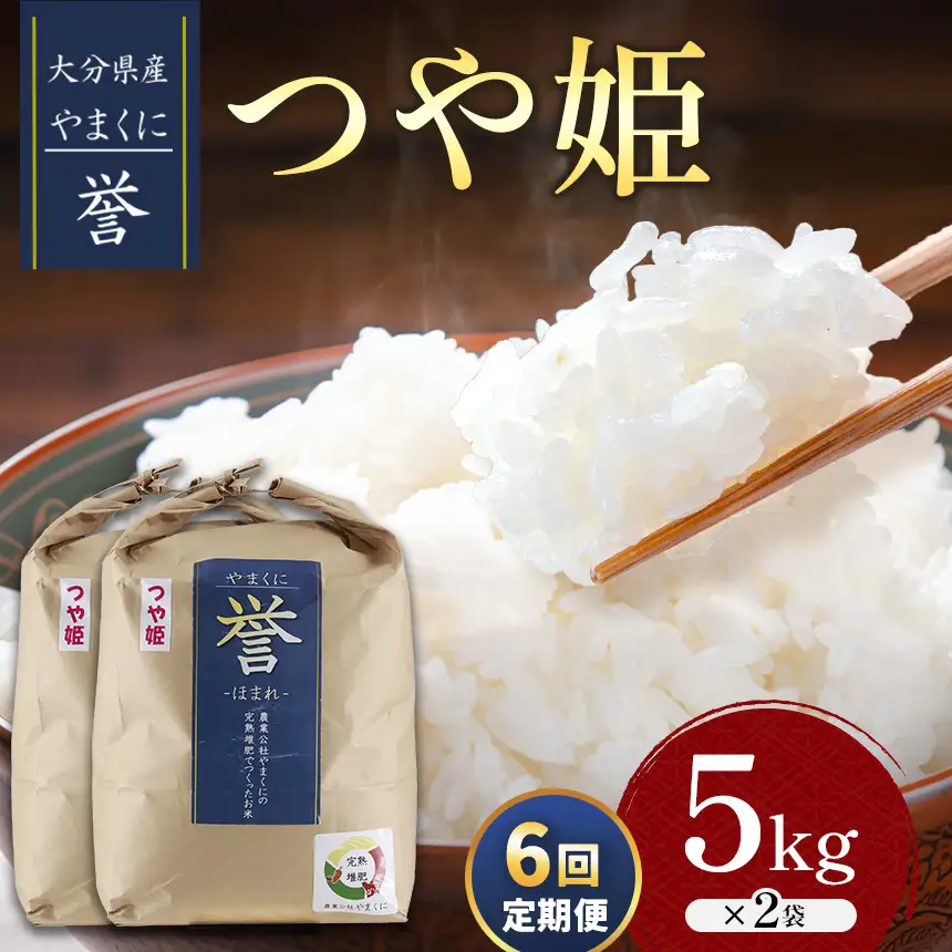 【寄附使途限定】【6ヶ月定期便】九州米・食味コンクール最優秀賞受賞 大分県中津産やまくに誉 つや姫 5kg×2袋 (毎月1回) | お米 米 おこめ こめ 精米 白米 10kg 10キロ ご飯 九州産 国産 国産米 大分県米 九州米 定期 定期便 6回定期便 大分県 中津市