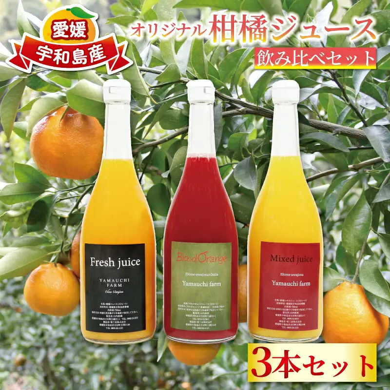 みかんジュース 720ml ×3本 YAMAUCHI FARM 「ミックスジュース」 ストレート ジュース【H018-084002】