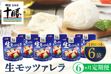 【6ヵ月定期便】明治北海道十勝チーズ 生モッツァレラ６個 セット 計6回 おつまみ 乳製品 生乳 凝縮 ミルク 新鮮 パック お取り寄せ サラダ カプレーゼ ピザ トースト 定期便 毎月 隔月 3回 6回 国産 芽室町me003-070-t6c